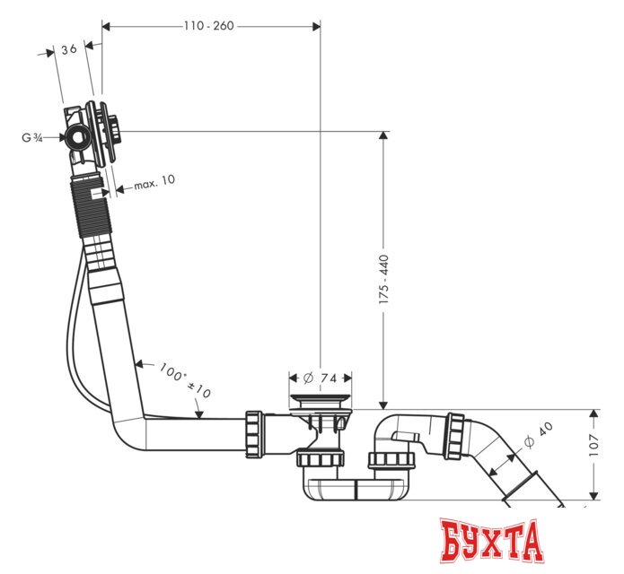 Сифон Hansgrohe Exafill S 58115180 2
