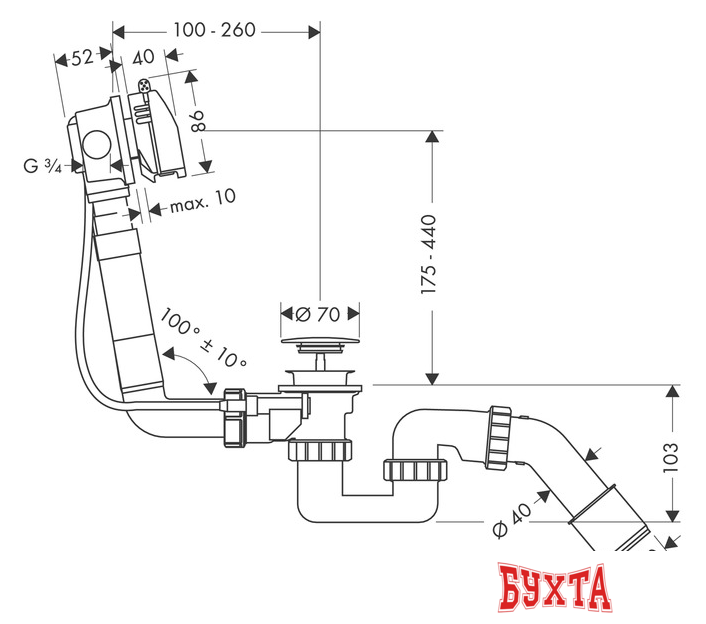 Сифон Hansgrohe Exafill 58123000 2