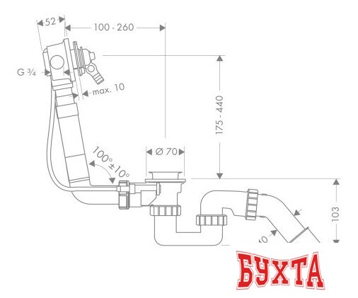 Сифон Hansgrohe Exafill 58125180 2