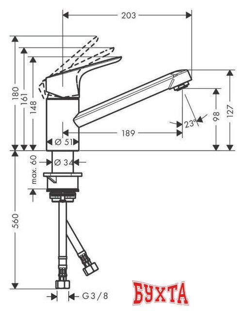 Смеситель Hansgrohe Focus M43 71818000 (хром) 4
