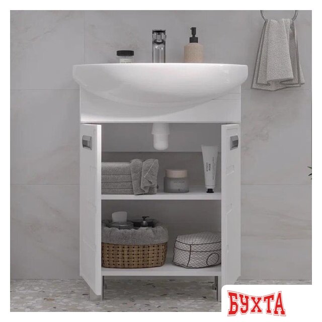 Мебель для ванных комнат Volna Тумба под умывальник Joli 55.2D Балтика (напольная) 5