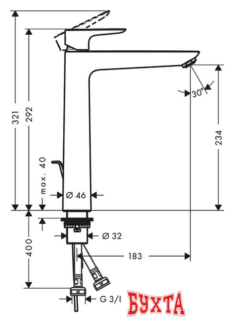 Смеситель Hansgrohe Talis E 71716990 (золотистый) 4