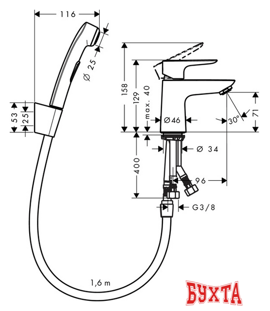 Смеситель Hansgrohe Talis E [71729000] 2