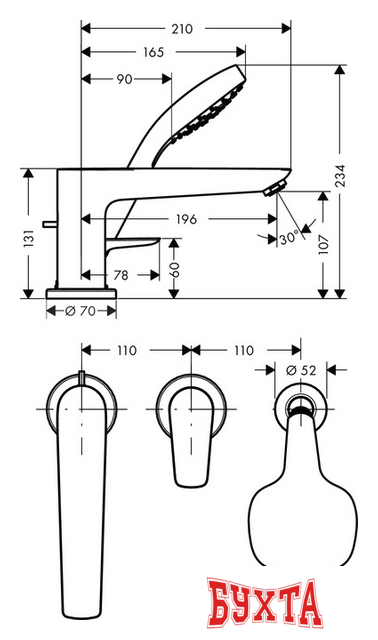 Смеситель Hansgrohe Talis E 71731000 3