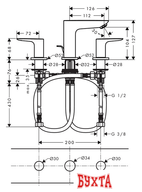 Смеситель Hansgrohe Talis E 71733700 2