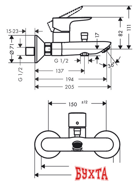 Смеситель Hansgrohe Talis E 71740670 (черный матовый) 2