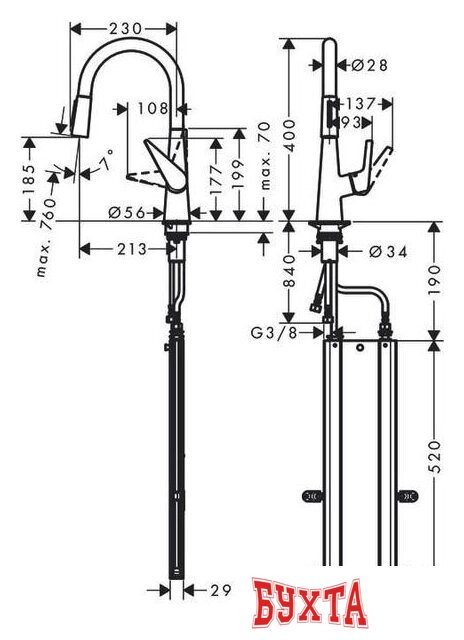 Смеситель Hansgrohe Talis M51 73851800 (стальной) 3