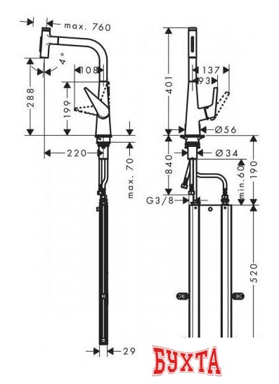 Смеситель Hansgrohe Talis Select M51 73867000 4