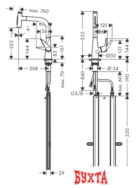 Смеситель Hansgrohe Talis Select M51 73868000 3