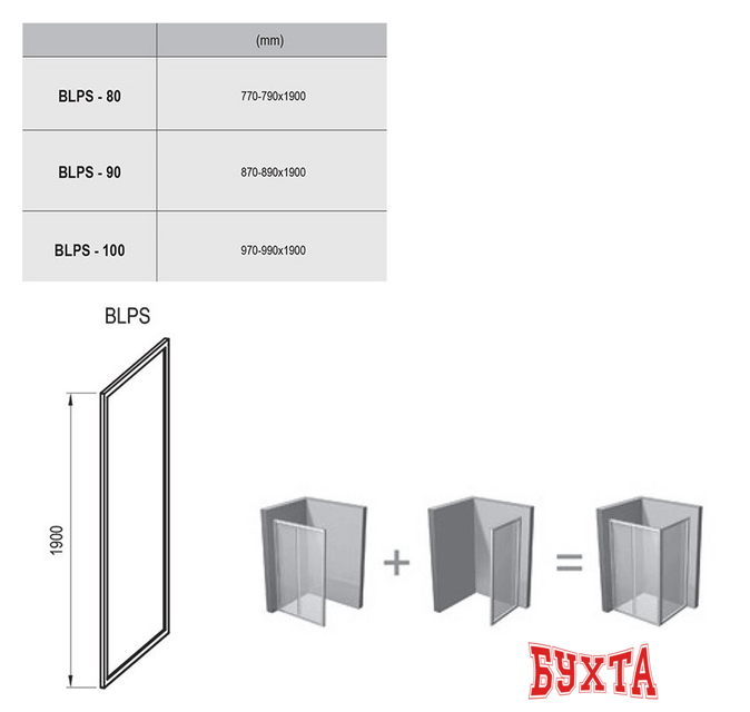 Душевая стенка Ravak Blix BLPS 100 (белый/графит) 2