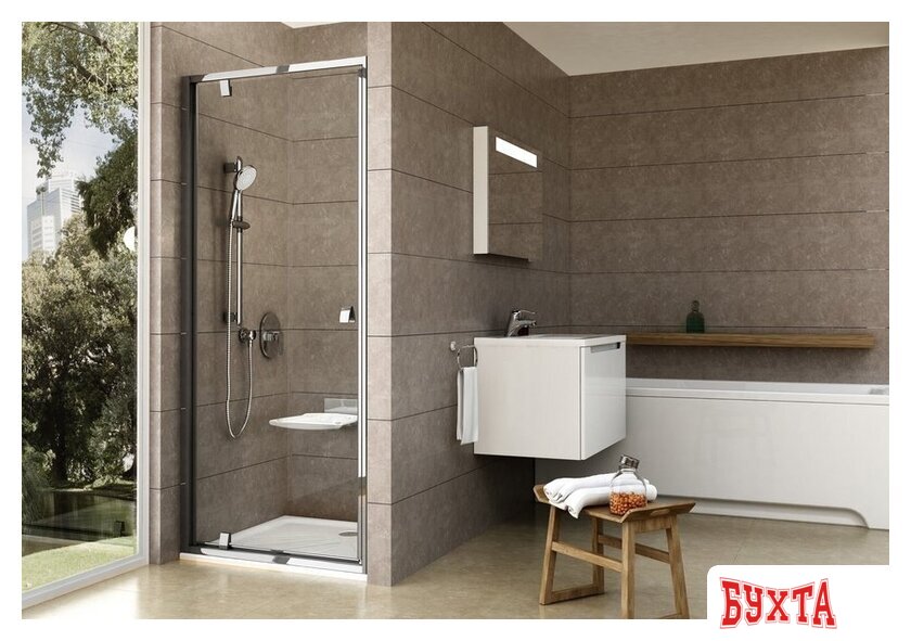 Душевая дверь Ravak Pivot PDOP1 90 (сатин/прозрачное) 2