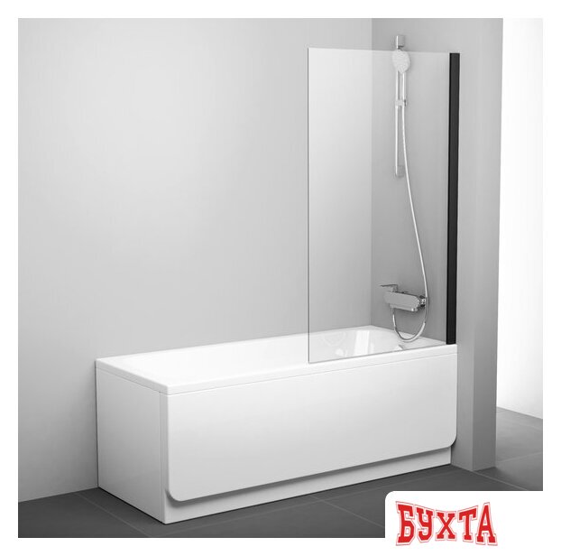 Стеклянная шторка для ванны Ravak Pivot PVS1 80 (черный/прозрачное) 1