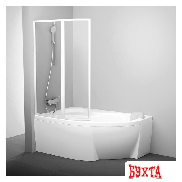 Стеклянная шторка для ванны Ravak Rosa VSK2 150 (белый/прозрачное) левая 1