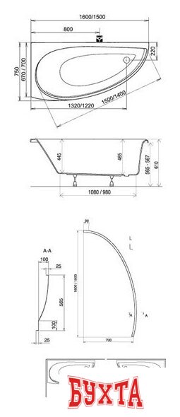 Ванна Ravak Avocado 160x75L CQ01000000 2