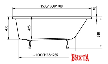 Ванна Ravak Chrome 170x75 (C741000000) 3
