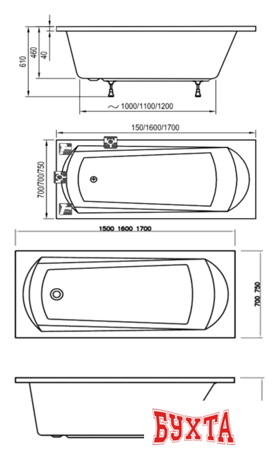 Ванна Ravak Domino 170x75 3