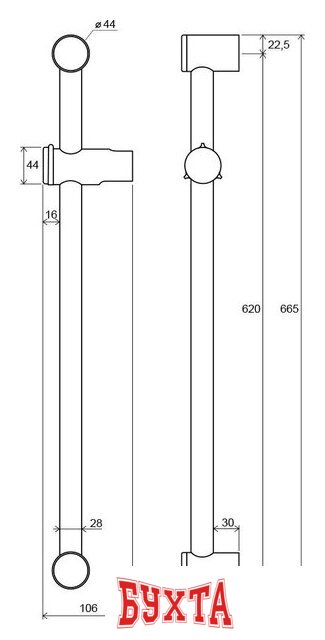 Душевая штанга Ravak 972.00 X07P012 3
