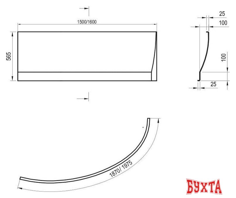 Фронтальный экран под ванну Ravak A Avocado 160L CZQ1000A00 3