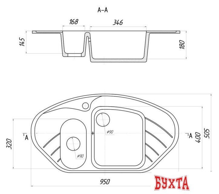 Кухонная мойка Gerhans E02 (графит) 2
