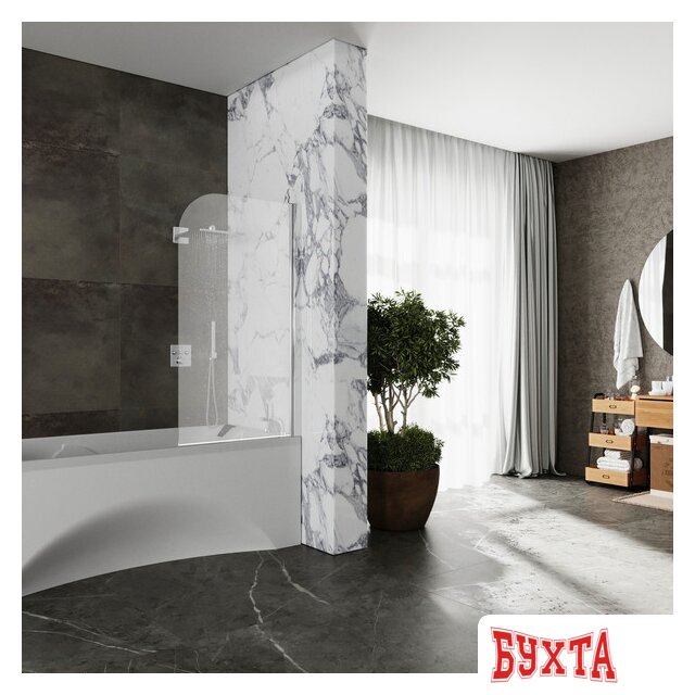 Стеклянная шторка для ванны Roxen Brimen 52010-80 80х140 5