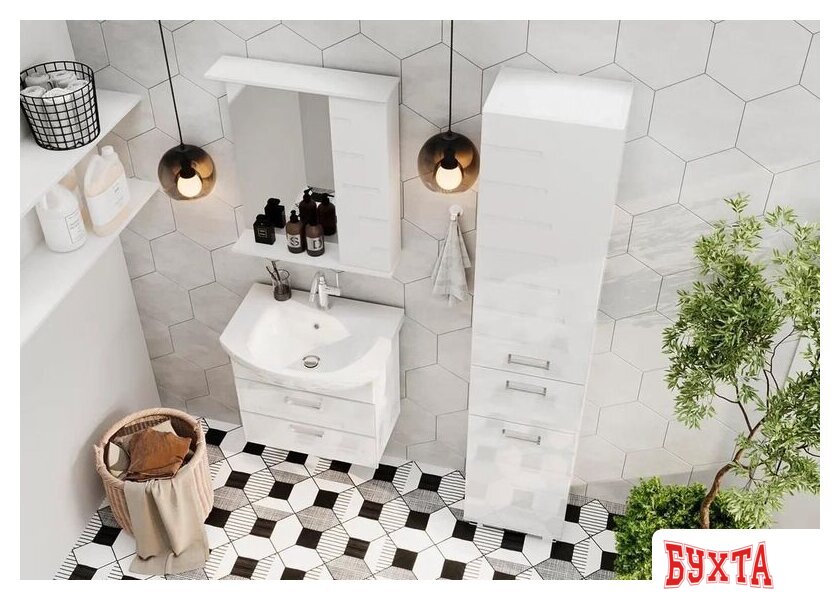 Мебель для ванных комнат Volna Шкаф с зеркалом Joli 60 правый 5