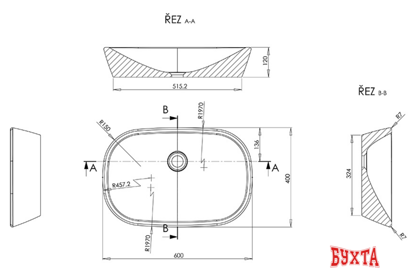 Умывальник Ravak Ceramic O XJX01160001 5