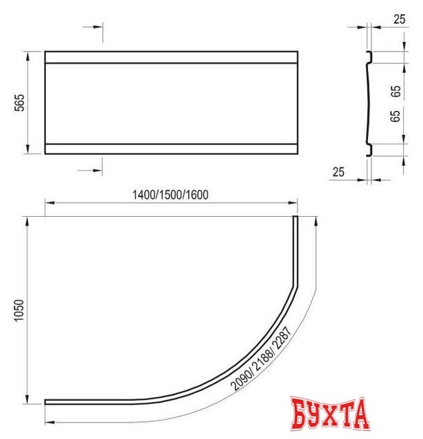 Фронтальный экран под ванну Ravak A Rosa 160 CZL1000A00 3