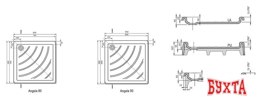 Душевой поддон Ravak Kaskada Angela LA 80x80 3