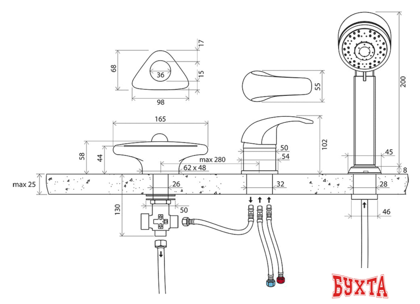 Смеситель Ravak Rosa-RS 025.00 [X07P003] 4