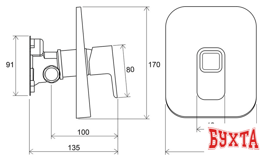 Смеситель без скрытого механизма Ravak 10° TD 066.00 [X070071] 2