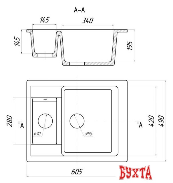 Кухонная мойка Gerhans C01 (черный) 2