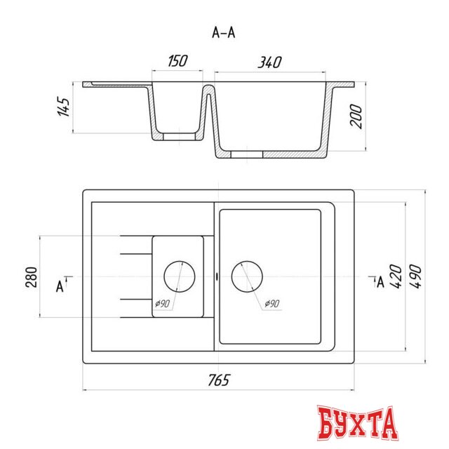 Кухонная мойка Gerhans C10 (бежевый) 2