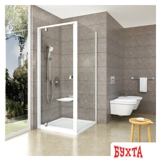 Душевой уголок Ravak Pivot PDOP2+PPS 110x80 (белый/прозрачное) 2