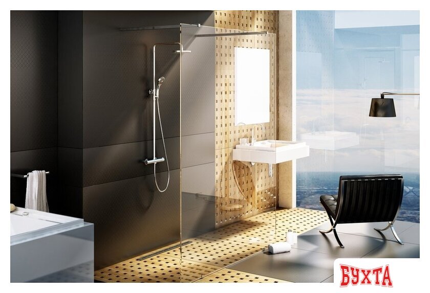 Душевой уголок Ravak Walk-In Free 120 (черный/прозрачное) 2