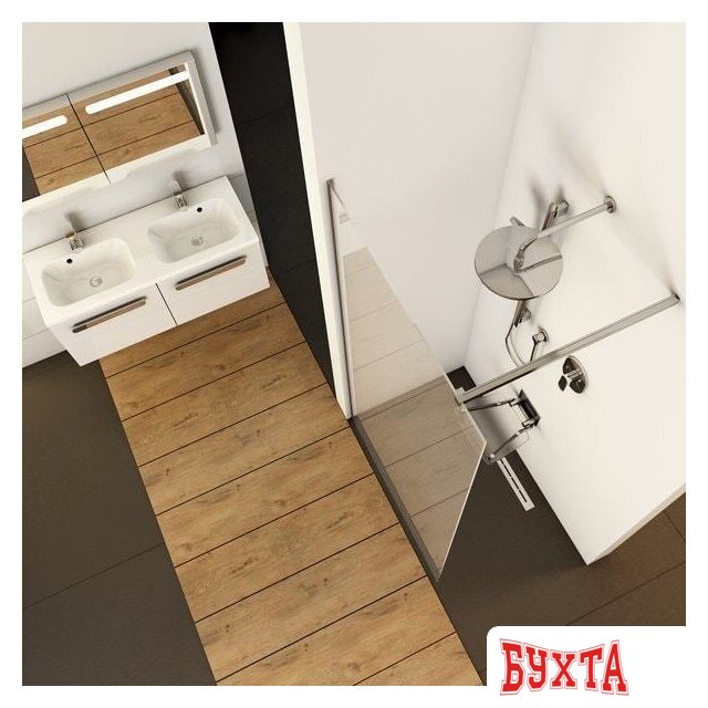 Душевой уголок Ravak Walk-In Wall 100 (черный/прозрачное) 2