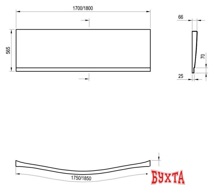Фронтальный экран под ванну Ravak A Magnolia 170 CZ51000A00 3