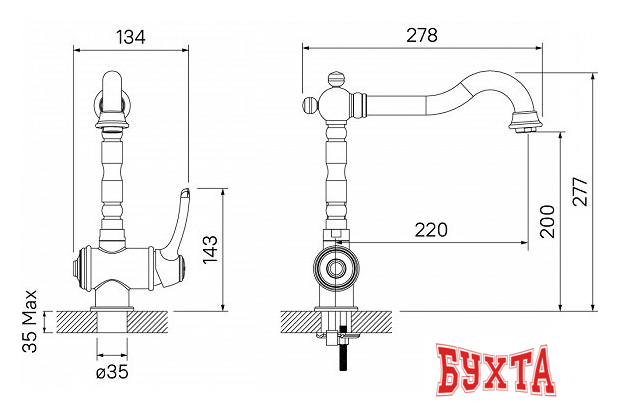 Смеситель IDDIS Oldie OLDYGL0i05 (золотистый) 3