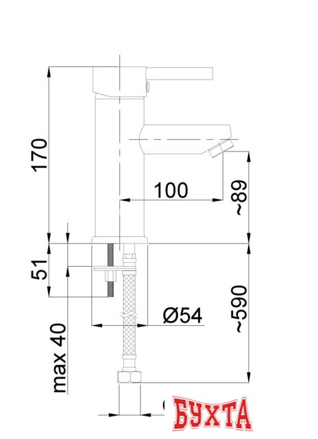 Смеситель Rubineta Ultra-18 N BK U80008N(BK) 3