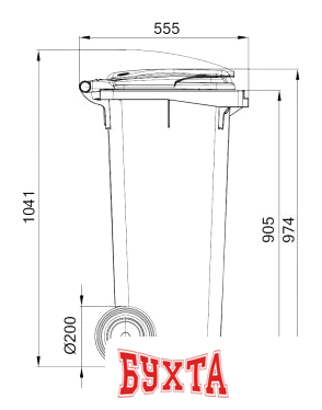 Контейнер для мусора ESE 120 л (желтый) 3