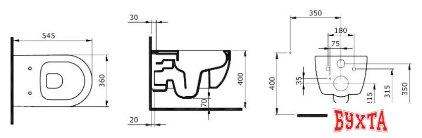 Унитаз подвесной Bocchi V-Tondo Rimless 1416-004-0129 (черный матовый) (без сиденья) 4