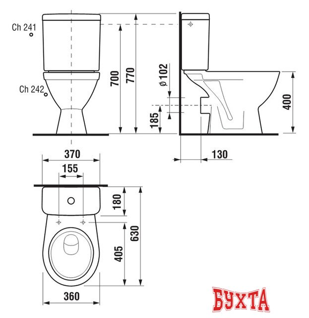 Унитаз напольный Santek Римини [1.WH50.1.523] 2