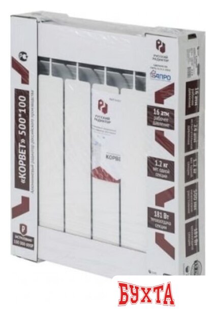 Алюминиевый радиатор Русский радиатор Корвет AL 500/100 (8 секций) 4