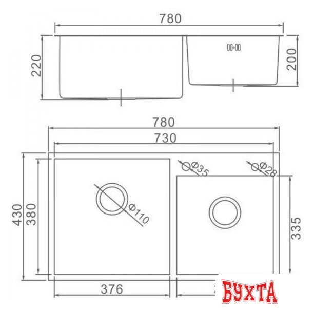 Кухонная мойка Gerhans K37843B-S (графит) 2