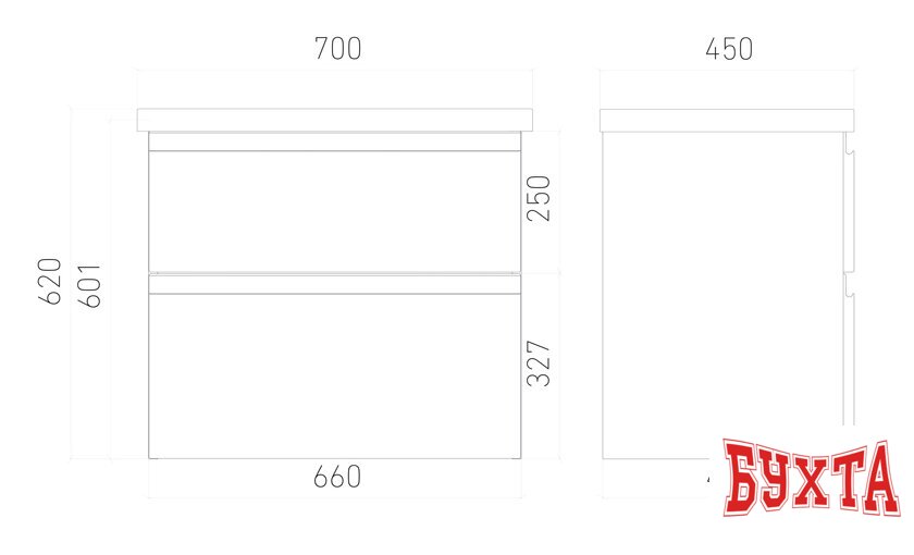 Мебель для ванных комнат Laparet Тумба под умывальник Optimum 70 4