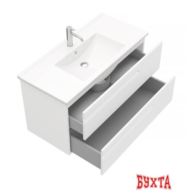 Мебель для ванных комнат Laparet Тумба под умывальник Atlas 100 (белый матовый) 3