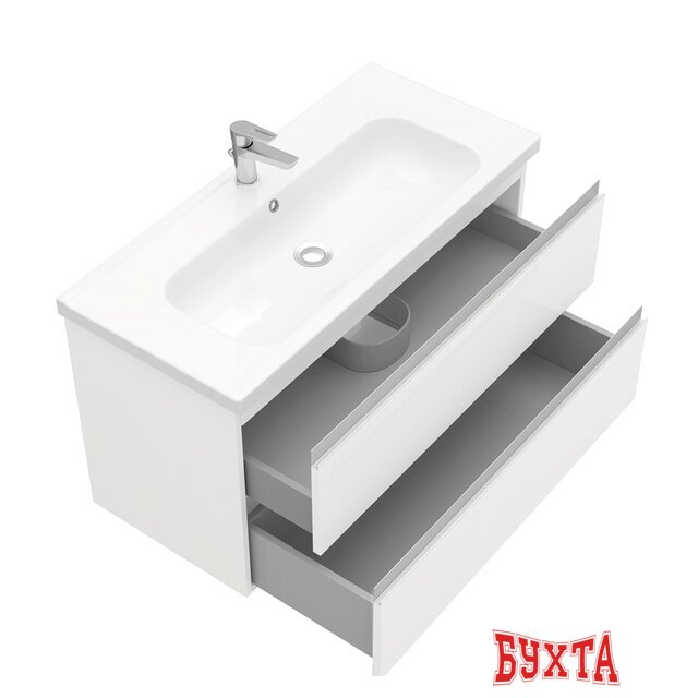 Мебель для ванных комнат Laparet Тумба под умывальник Electra 100 (белый глянец) 2