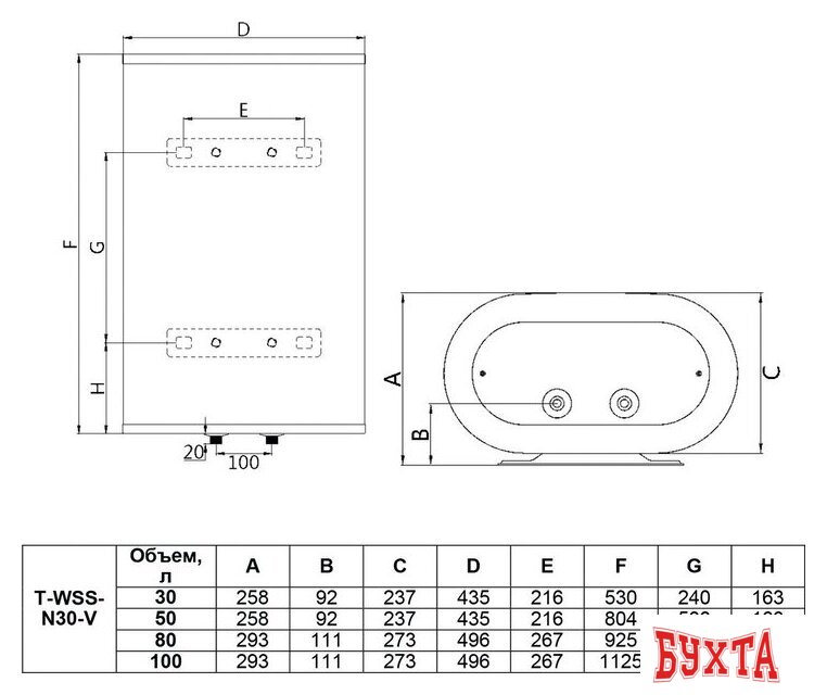 Накопительный электрический водонагреватель Timberk Optima T-WSS50-FS47-V 2