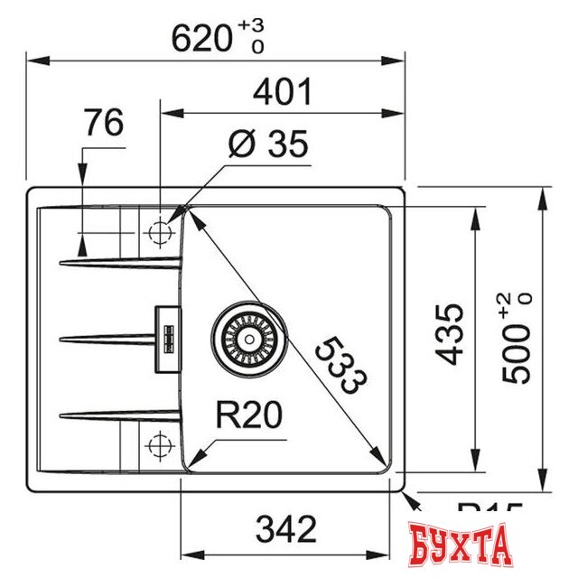 Кухонная мойка Franke Centro CNG 611/211-62 Fragranite 114.0639.679 (бежевый) 2