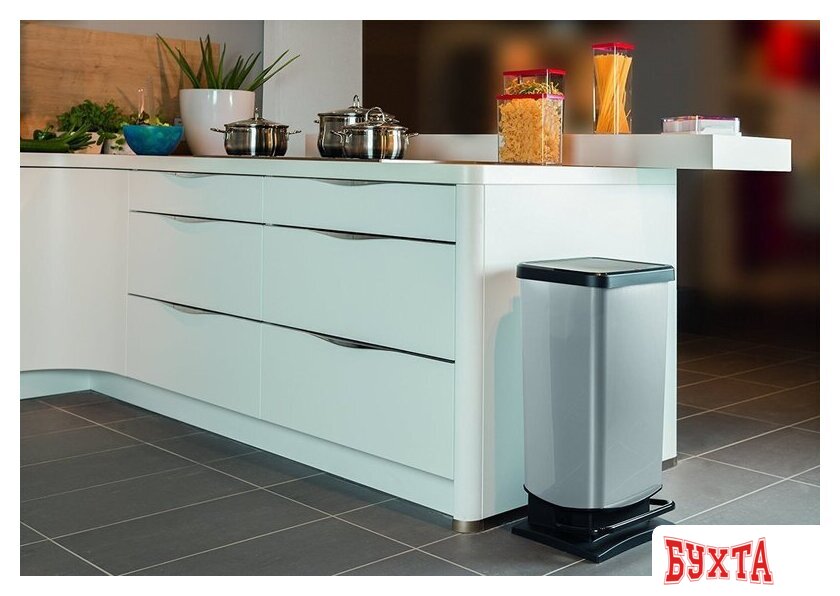 Мусорное ведро Rotho Paso 1754111006 (40 л, черный/карбон) 5