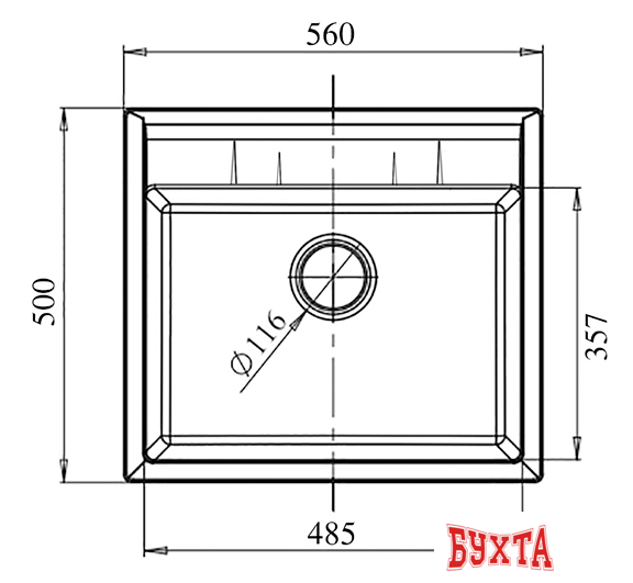 Кухонная мойка GranFest GF-Q-561 (песочный) 3